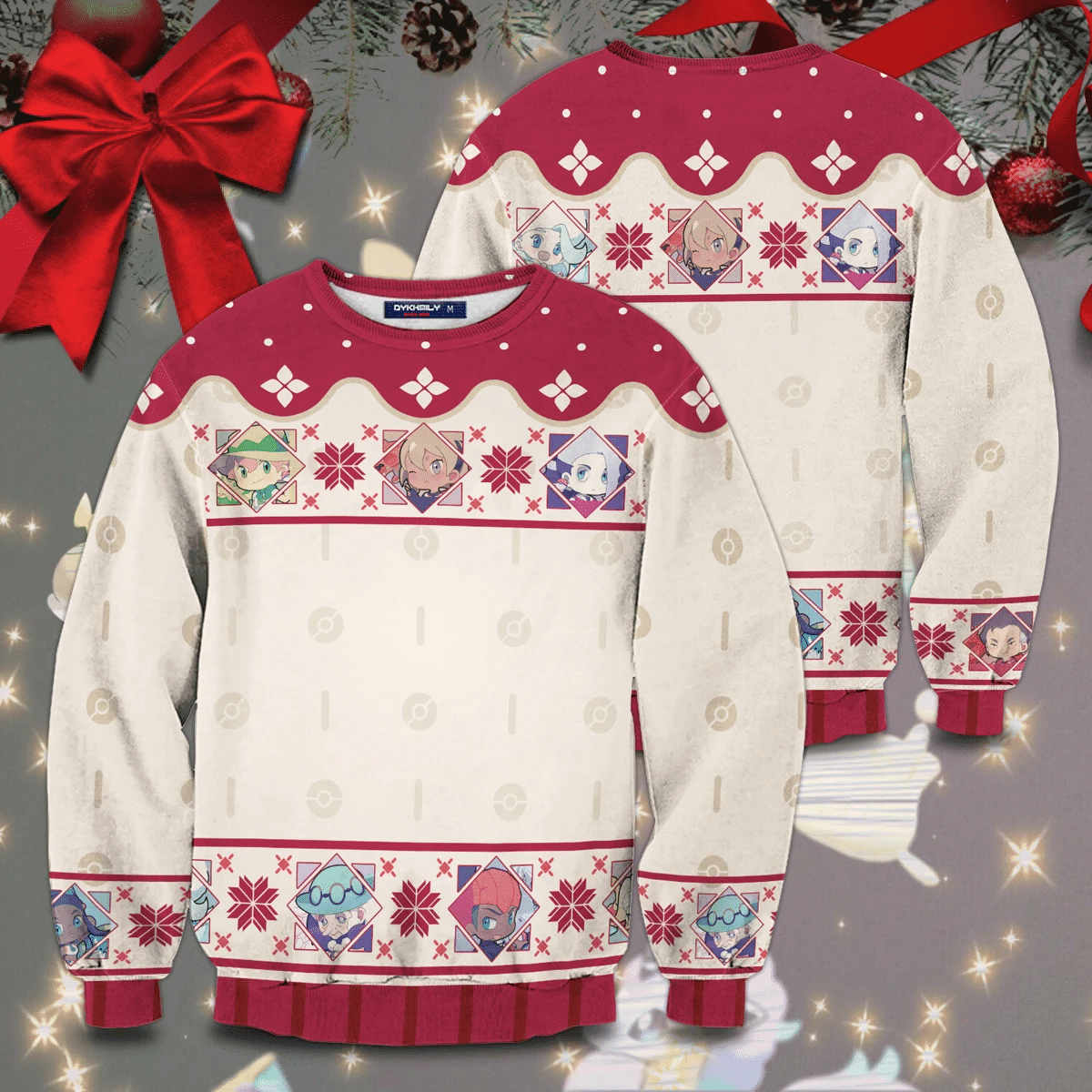 Chibi Ss Gym Leaders Ugly Christmas Sweater Adult 3D Funny Matching for family - Image 2