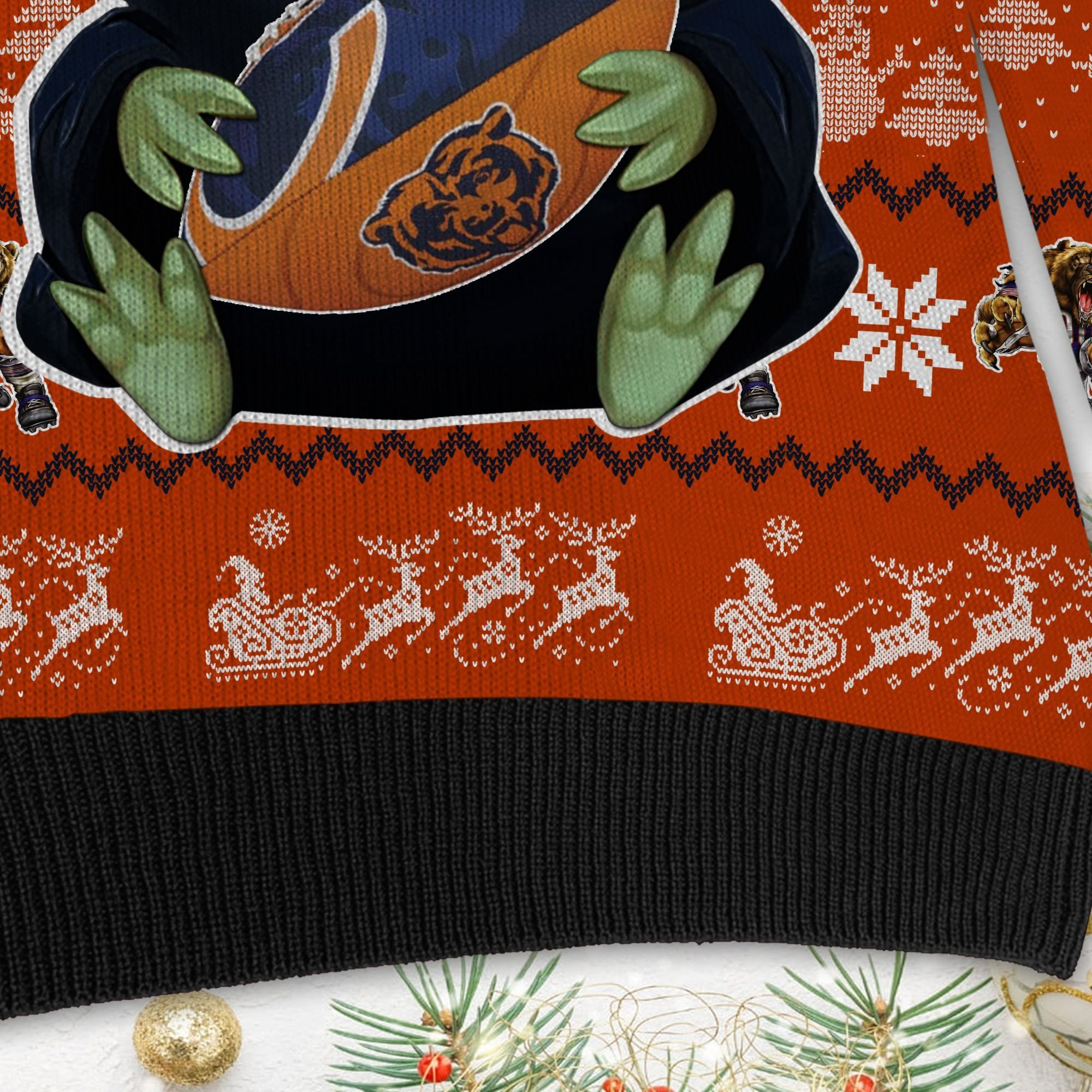Chicago Bears Baby Yoda Ugly Christmas Sweater Adult 3D Funny Matching for family - Image 5