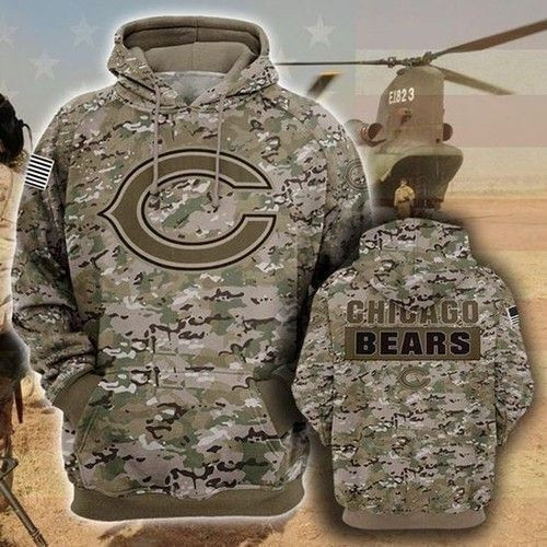 Chicago Bears Camo 3D All Over Print Hoodie, Zip Hoodie