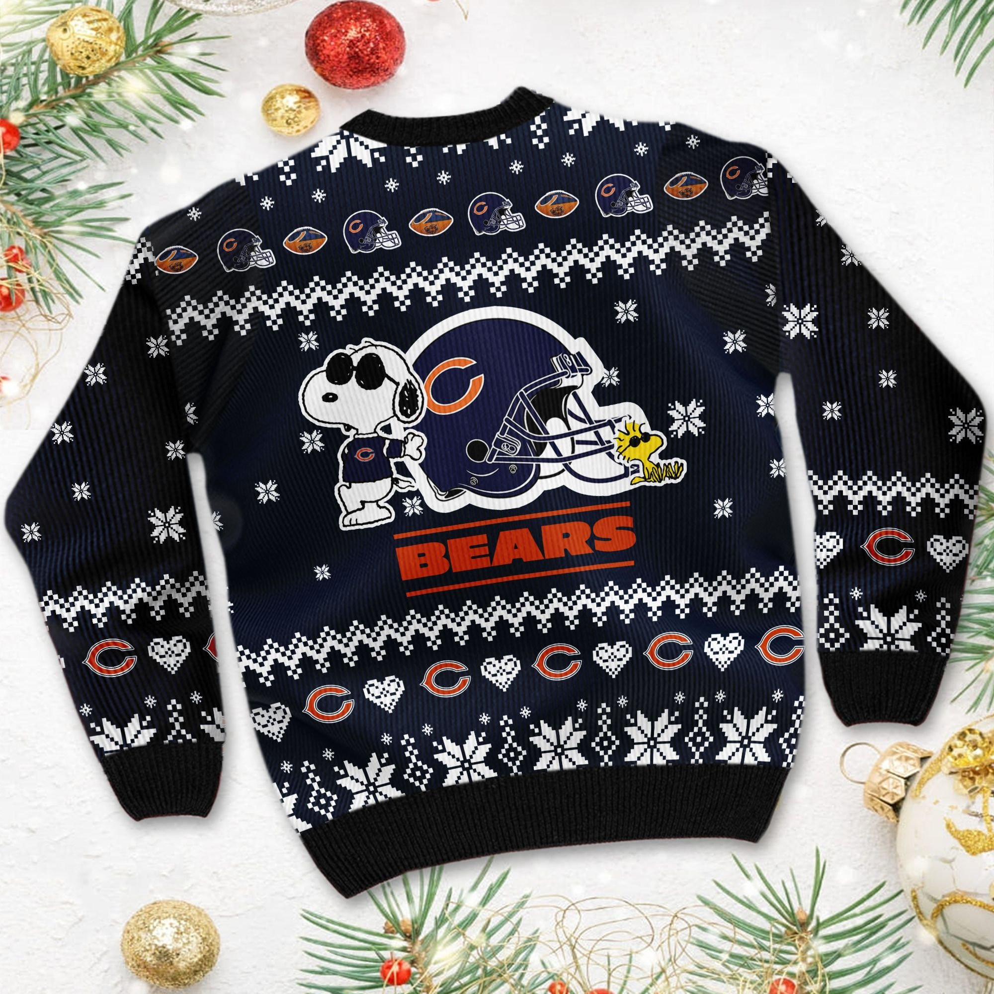Chicago Bears Cute The Snoopy Show Football Helmet 3D Ugly Christmas Sweater Adult 3D Funny Matching for family - Image 4