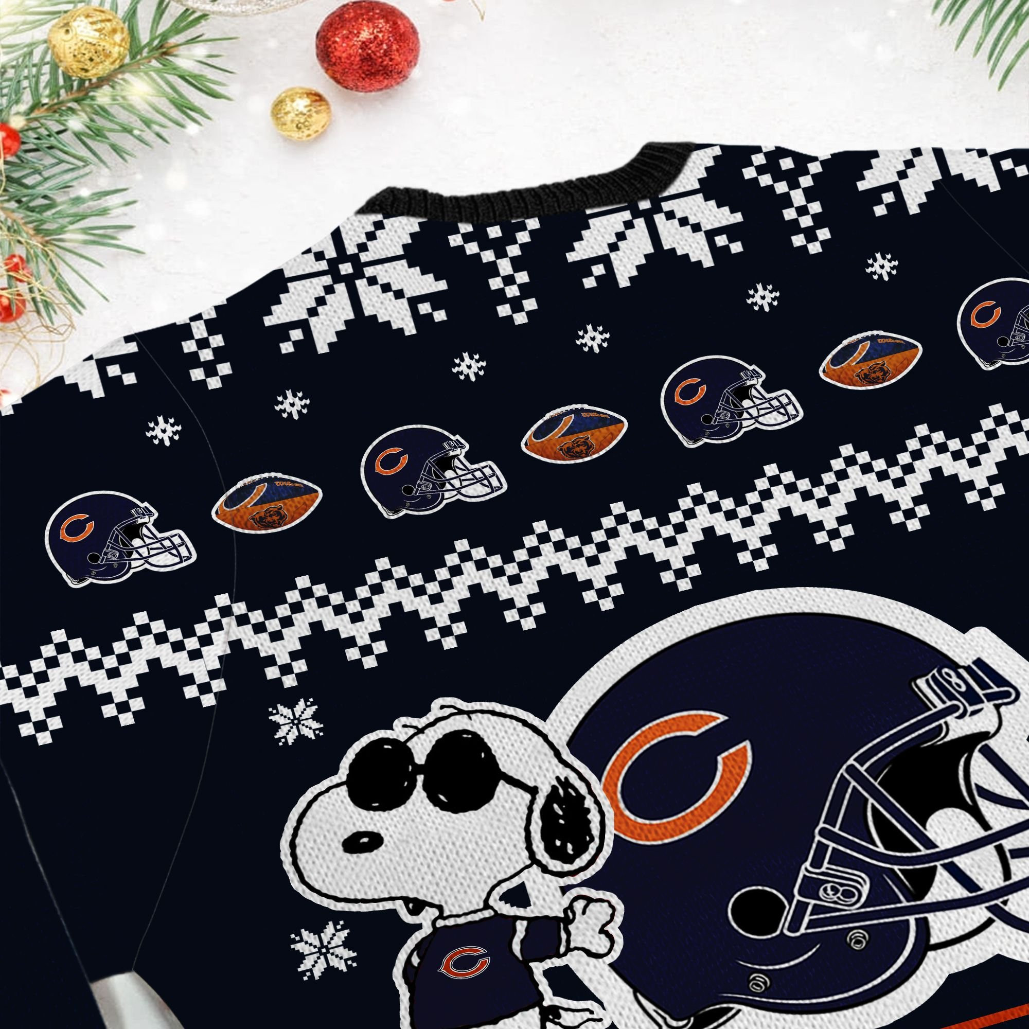 Chicago Bears Cute The Snoopy Show Football Helmet 3D Ugly Christmas Sweater Adult 3D Funny Matching for family - Image 6