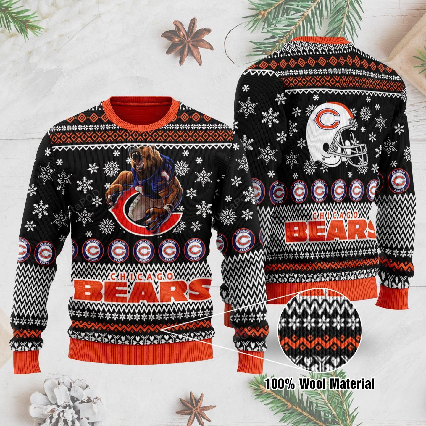 Chicago Bears Football 3D Ugly Christmas Sweater Adult 3D Funny Matching for family