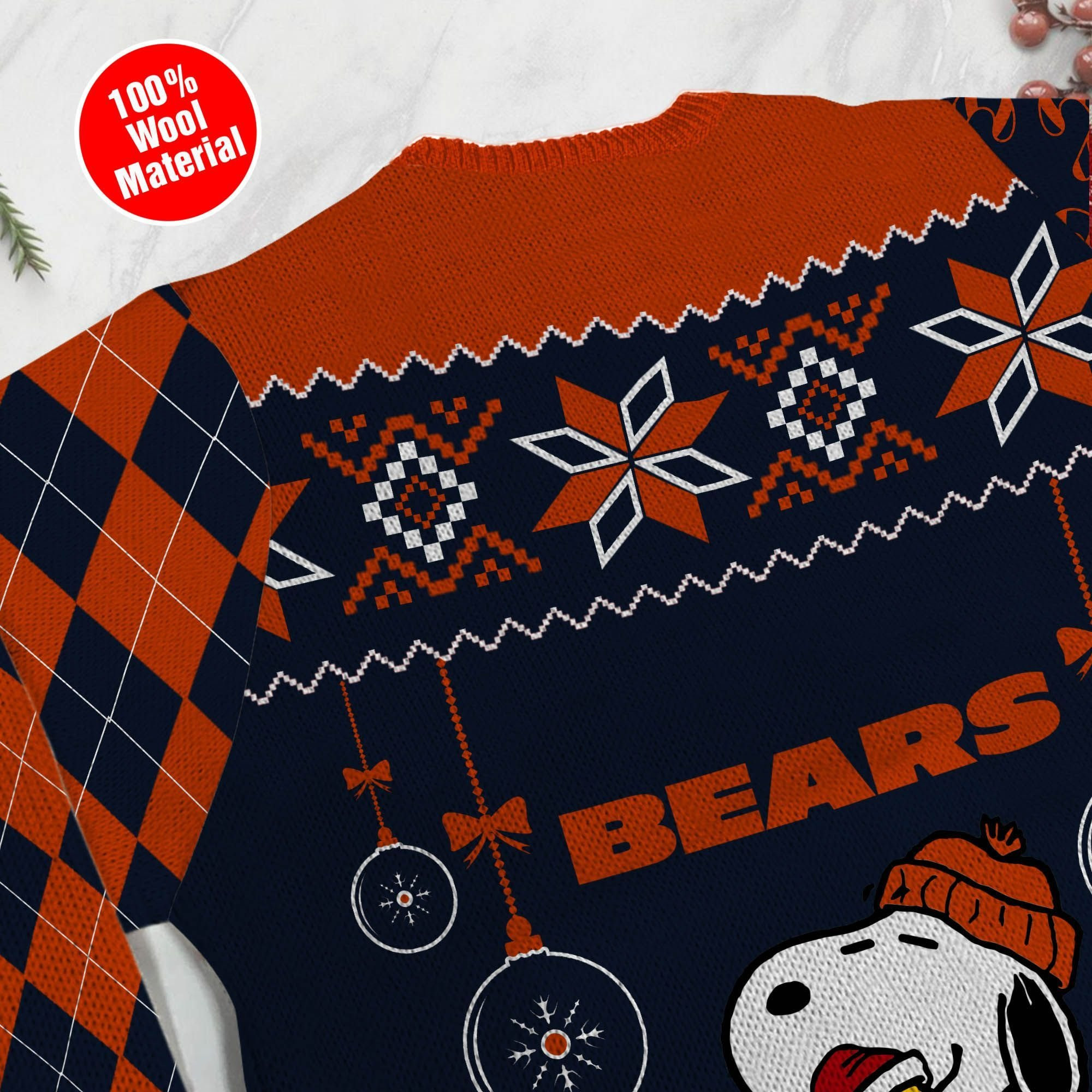 Chicago Bears Funny Charlie Brown Peanuts Snoopy Ugly Christmas Sweater Adult 3D Funny Matching for family - Image 5