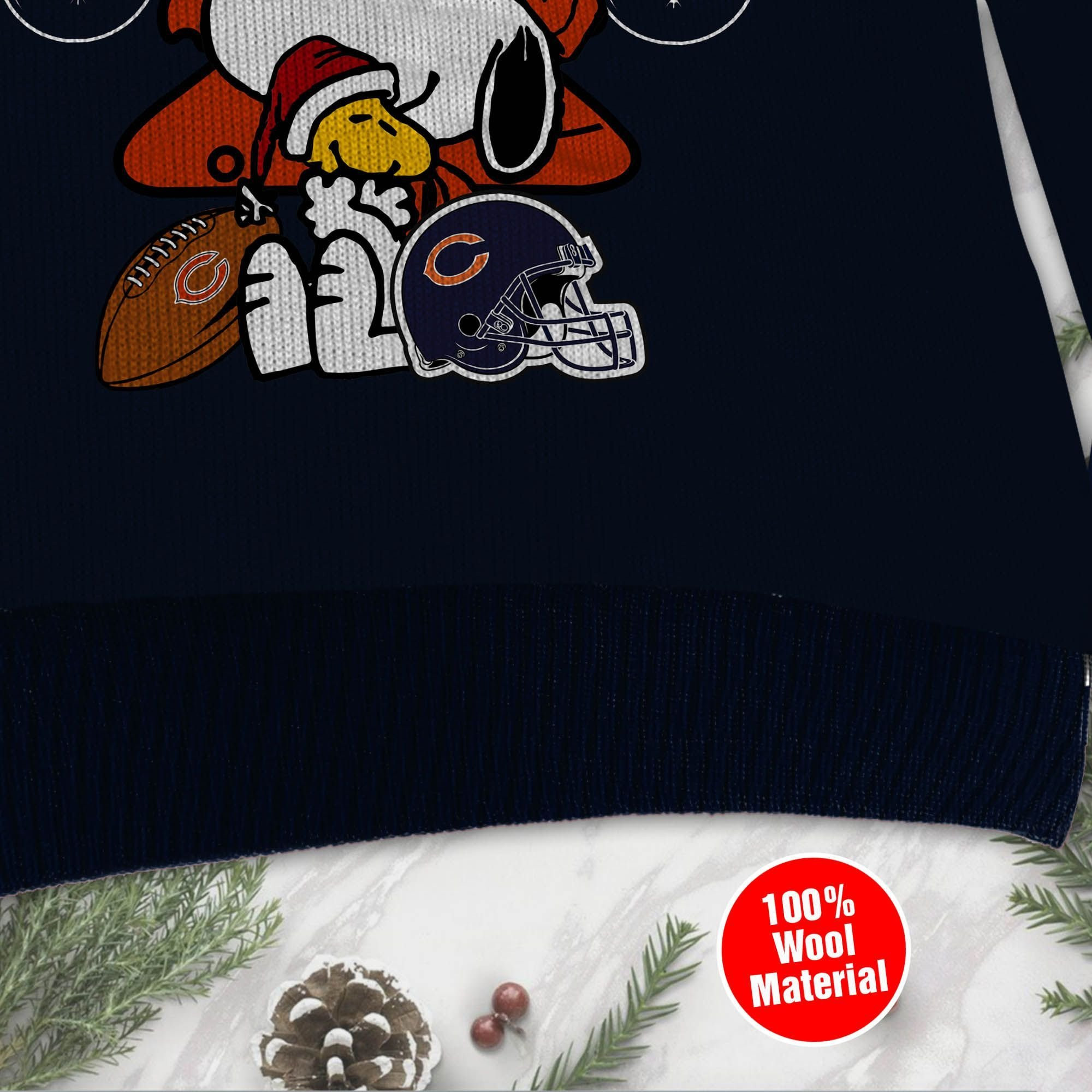 Chicago Bears Funny Charlie Brown Peanuts Snoopy Ugly Christmas Sweater Adult 3D Funny Matching for family - Image 4