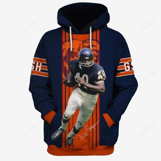 Chicago Bears Gale Sayers Ncaa Football Brown 3D All Over Print Hoodie, Zip Hoodie