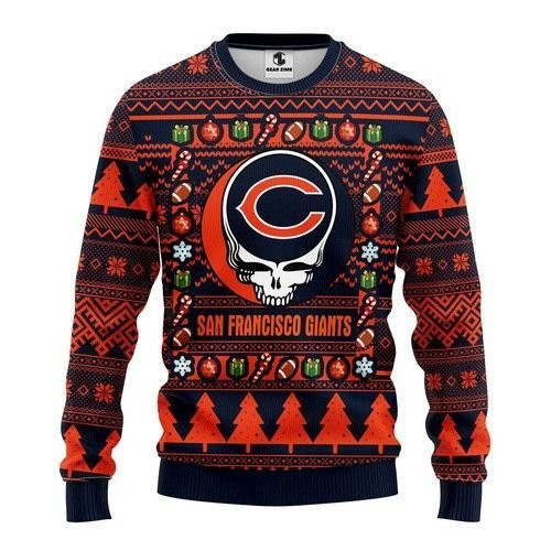 Chicago Bears Grateful Dead Ugly Christmas Sweater Adult 3D Funny Matching for family