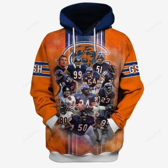 Chicago Bears Hall Of Famers Ncaa Football Many Logo 3D All Over Print Hoodie, Zip Hoodie