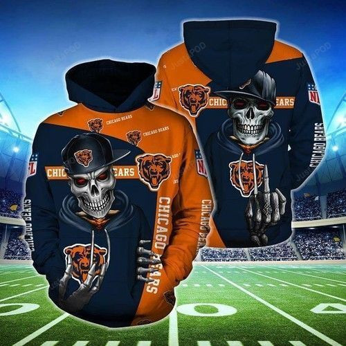 Chicago Bears Hip Hop Skull 3D All Over Print Hoodie, Zip Hoodie