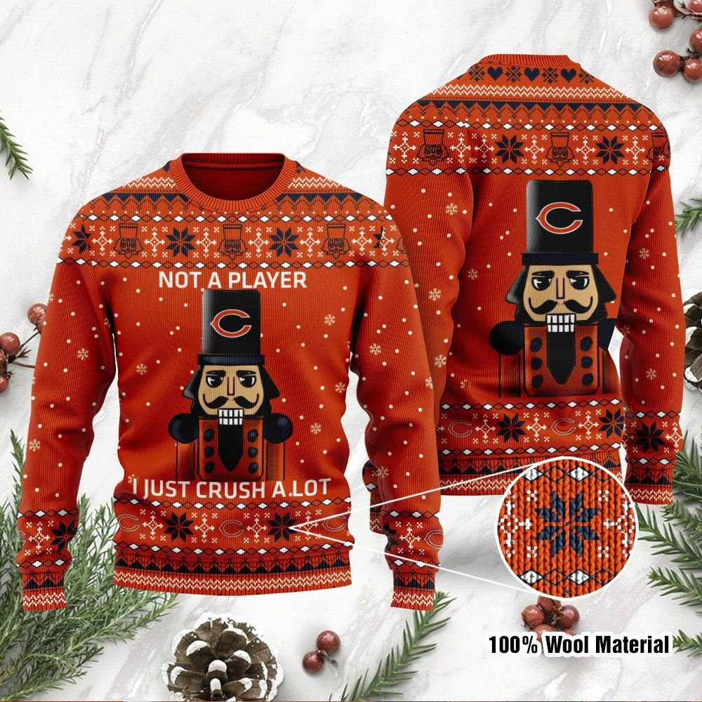 Chicago Bears I Am Not A Player I Just Crush Alot Ugly Christmas Sweater Adult 3D Funny Matching for family