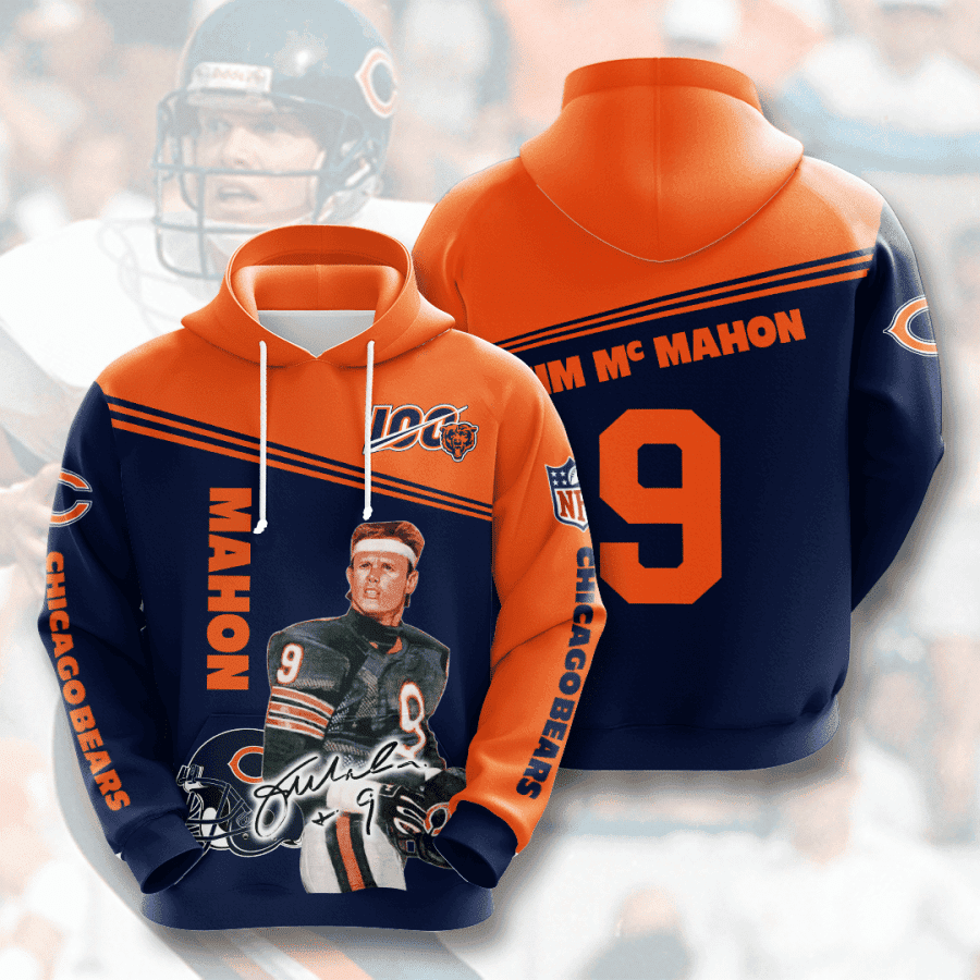 Chicago Bears Jim McMahon 9 3D All Over Print Hoodie, Zip Hoodie