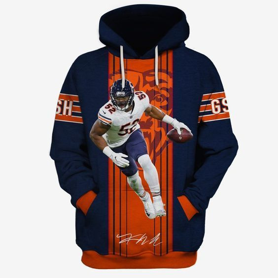 Chicago Bears Khalil Mack Ncaa Football Anniversary 3D All Over Print Hoodie, Zip Hoodie