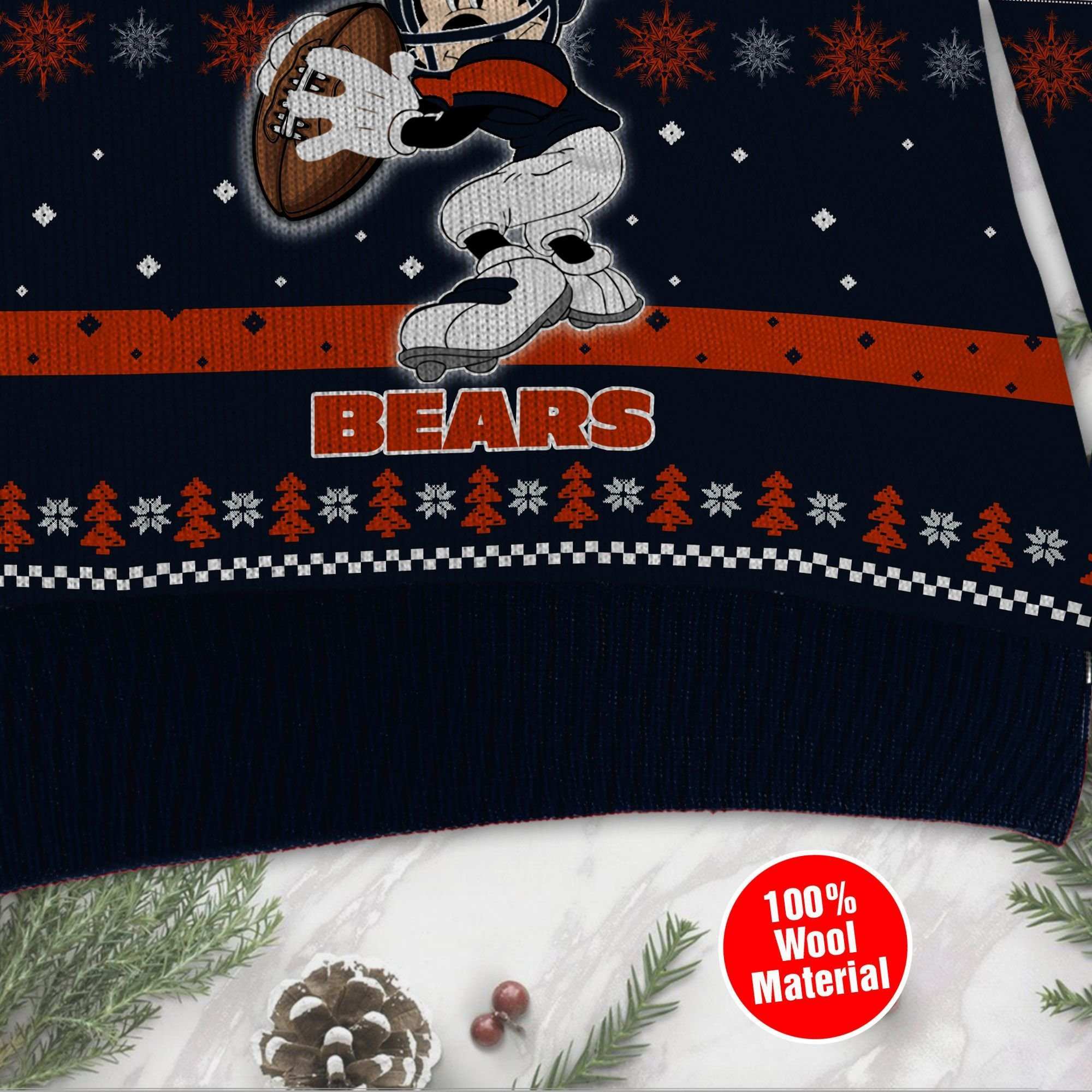Chicago Bears Mickey Mouse Funny Ugly Christmas Sweater Adult 3D Funny Matching for family - Image 4
