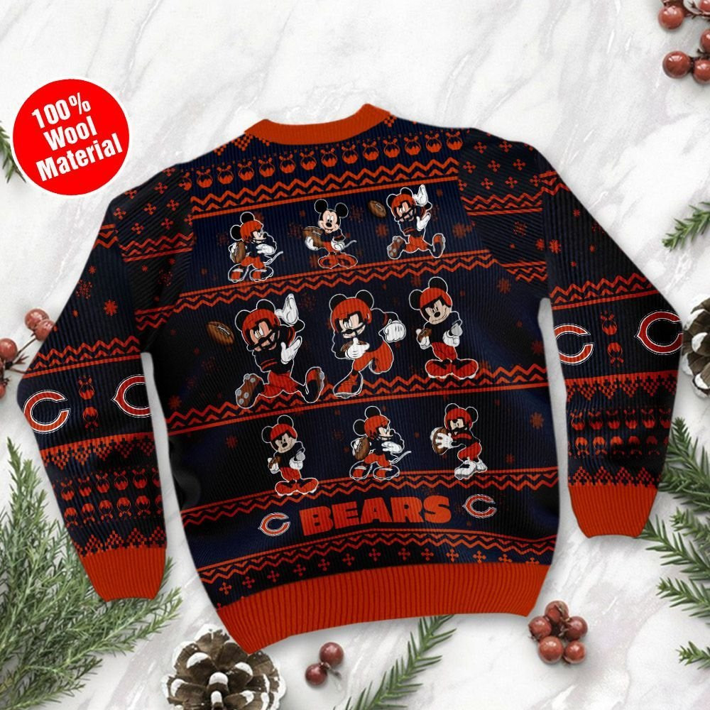 Chicago Bears Mickey Mouse Ugly Christmas Sweater Adult 3D Funny Matching for family - Image 3