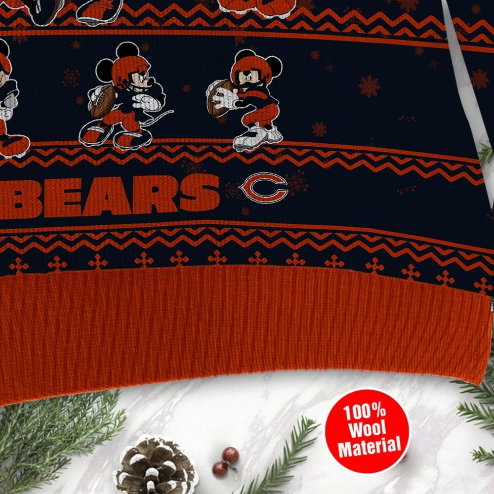 Chicago Bears Mickey Mouse Ugly Christmas Sweater Adult 3D Funny Matching for family - Image 4
