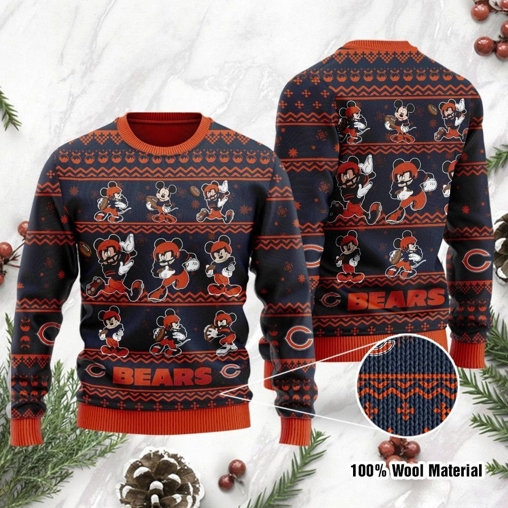 Chicago Bears Mickey Mouse Ugly Christmas Sweater Adult 3D Funny Matching for family