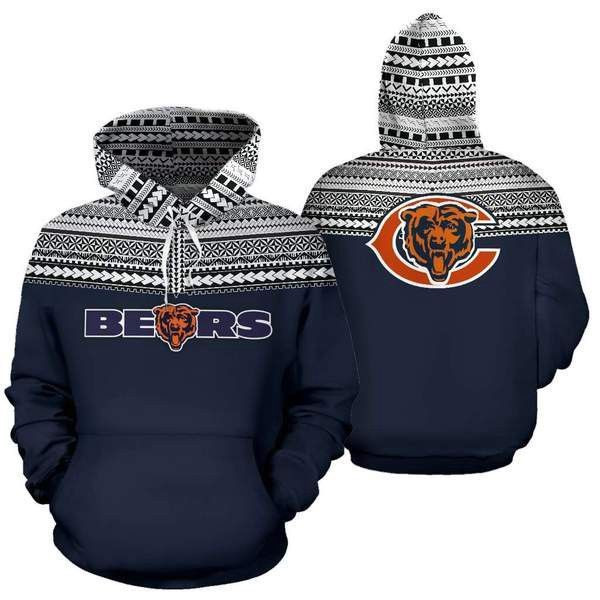 Chicago Bears Ncaa Football Maori Tattoo Blue White 3D All Over Print Hoodie, Zip Hoodie