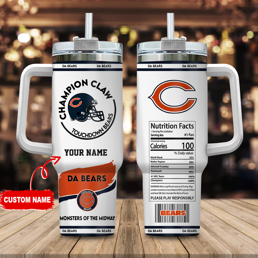 Chicago Bears NFL Champion Claw Custom Stanley Cup 40 oz 30 oz Tumbler With HandleTVC230130