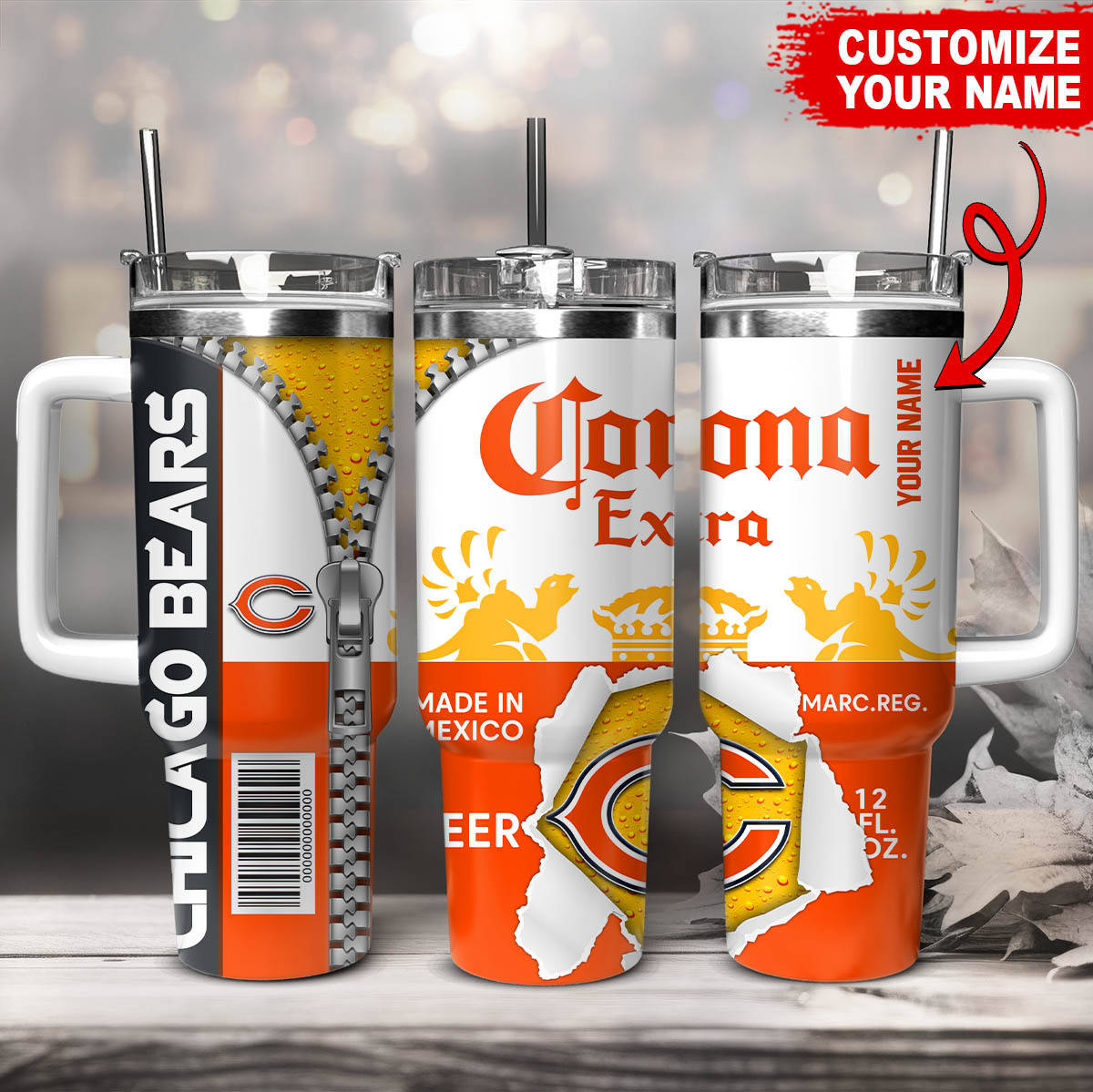 Chicago Bears NFL Corona Extra Custom Stanley Cup 40 oz 30 oz Tumbler With HandleTVC230168