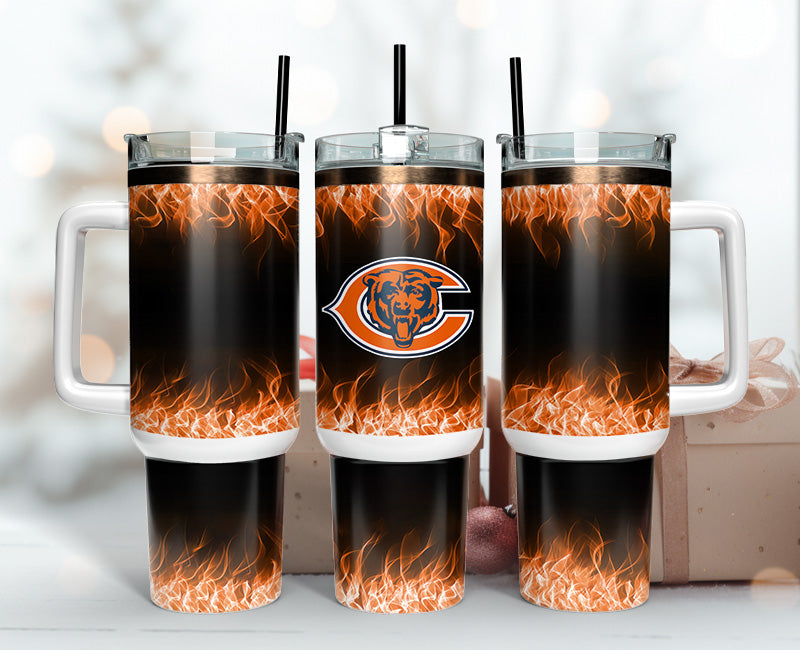 Chicago Bears NFL Fire Effect Custom Stanley Cup 40 oz 30 oz Tumbler With HandleTVC2301140
