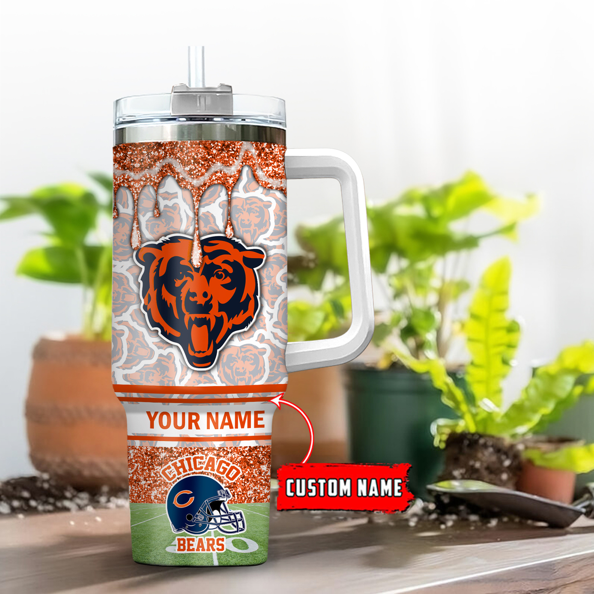 Chicago Bears NFL Glitter Custom Stanley Cup 40 oz 30 oz Tumbler With HandleTVC230194