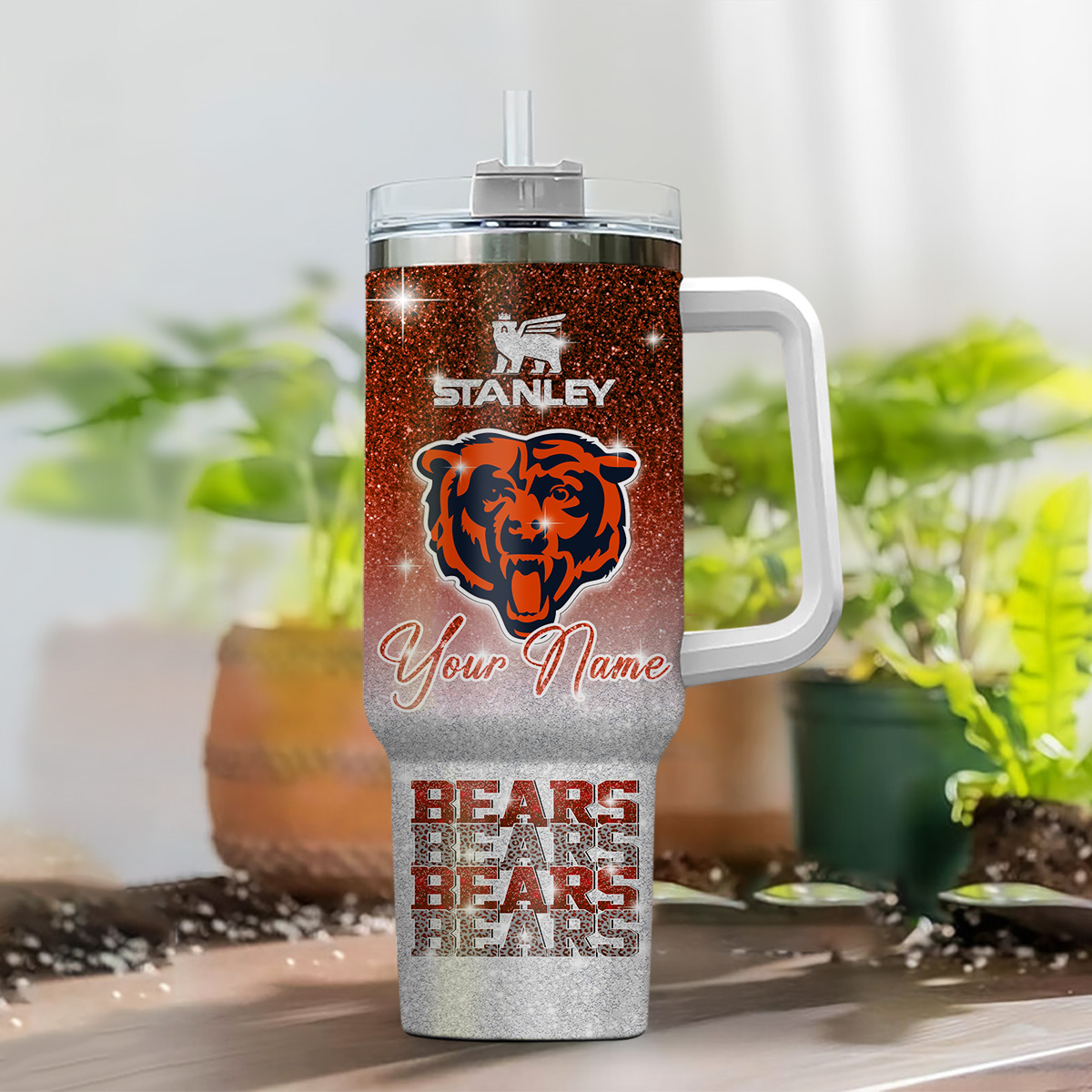 Chicago Bears NFL Glitter Custom Stanley Cup 40 oz 30 oz Tumbler With HandleTVC230197 - Image 2