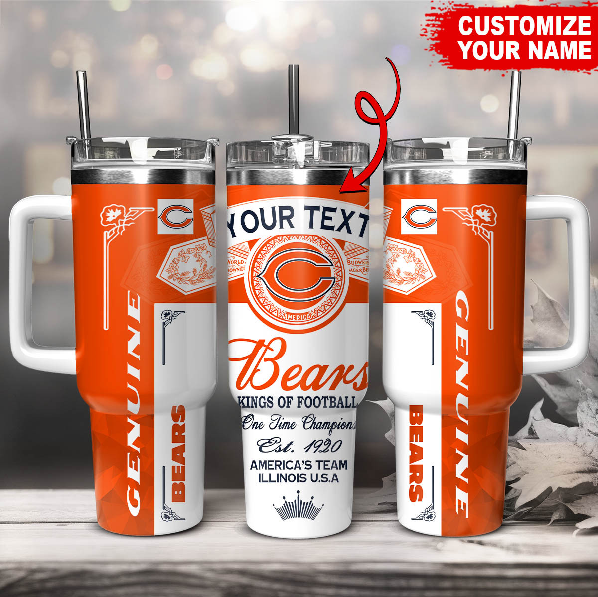 Chicago Bears NFL Kings Of Football Custom Stanley Cup 40 oz 30 oz Tumbler With HandleTVC230183