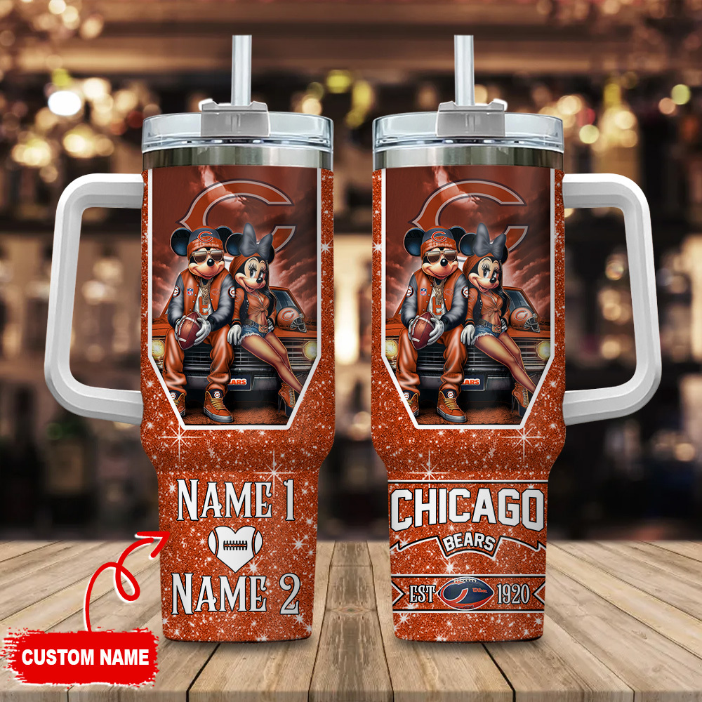 Chicago Bears NFL Mickey And Minnie Couple Custom Stanley Cup 40 oz 30 oz Tumbler With HandleTVC230187