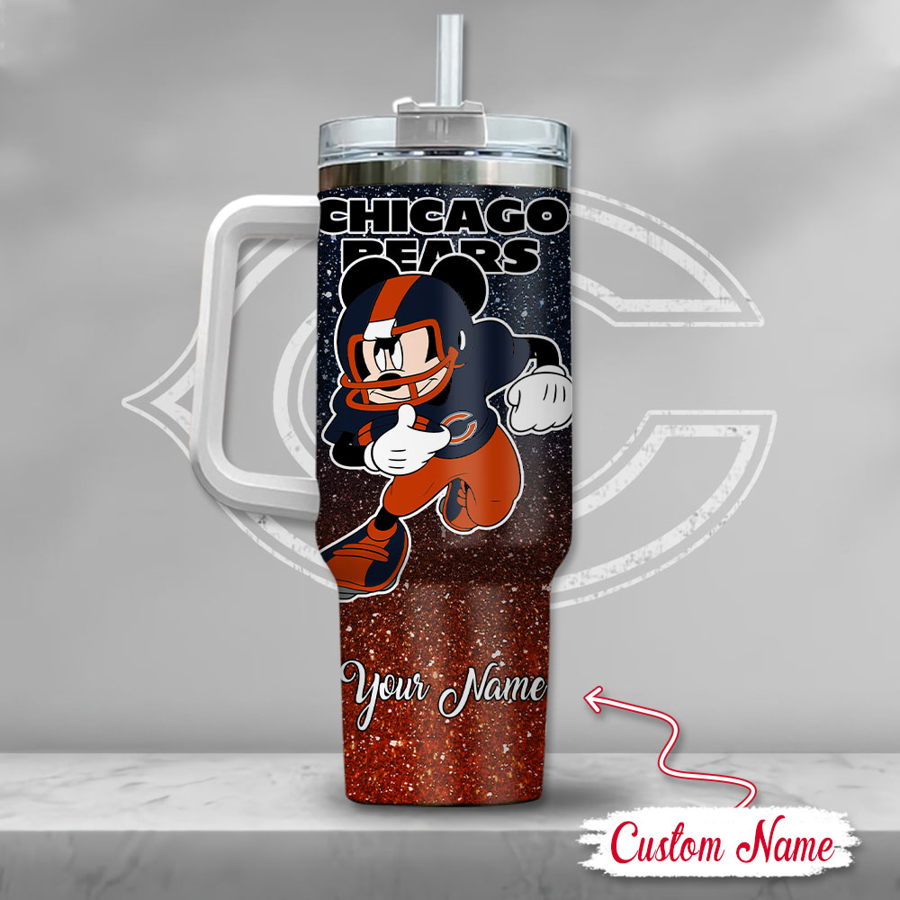 Chicago Bears NFL Mickey Mouse Glitter Custom Stanley Cup 40 oz 30 oz Tumbler With HandleTVC230190 - Image 3