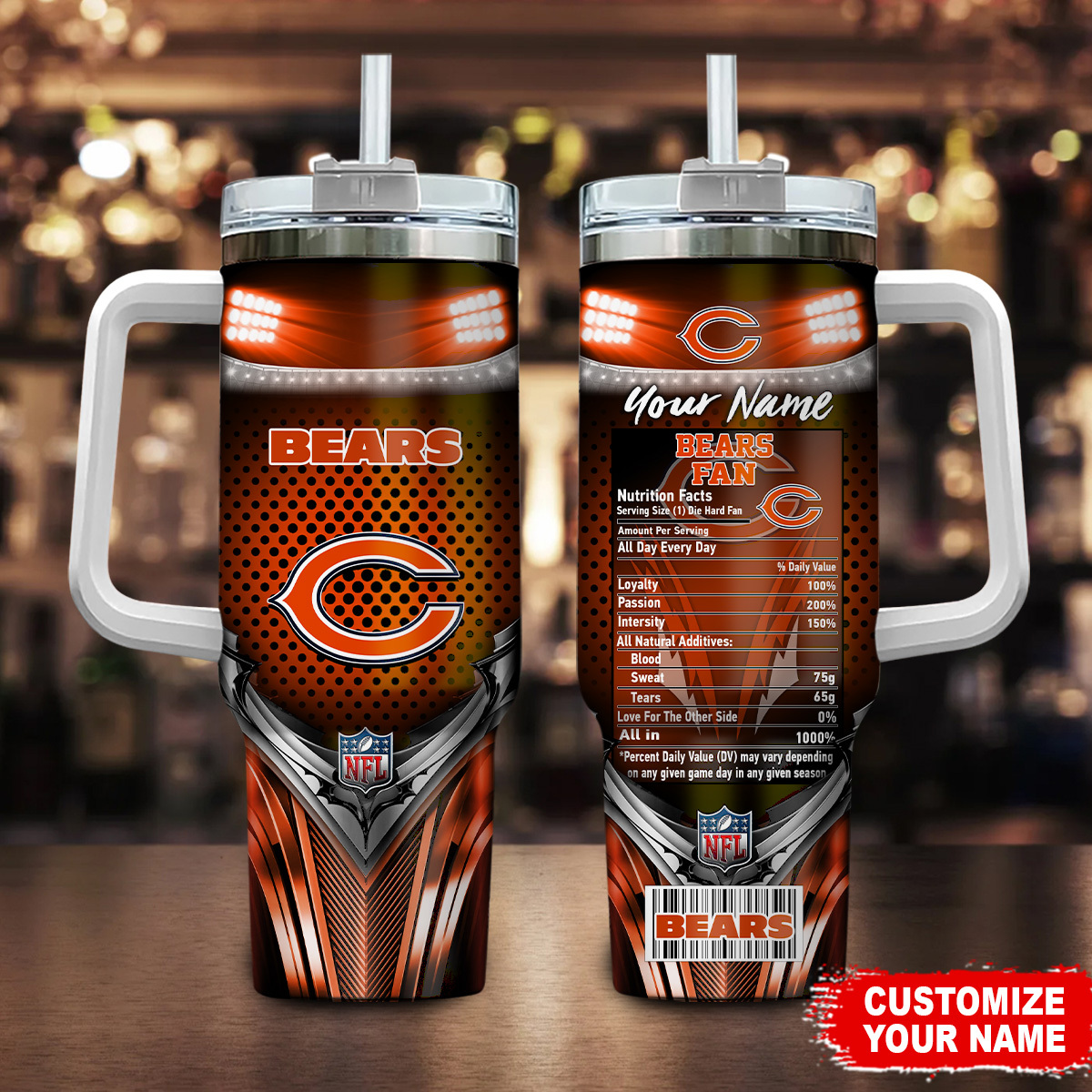 Chicago Bears NFL Nutrition Facts Custom Stanley Cup 40 oz 30 oz Tumbler With HandleTVC230193