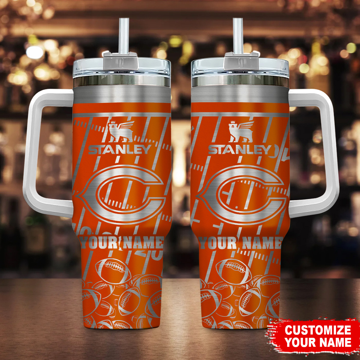 Chicago Bears NFL Silver Custom Stanley Cup 40 oz 30 oz Tumbler With HandleTVC2301104