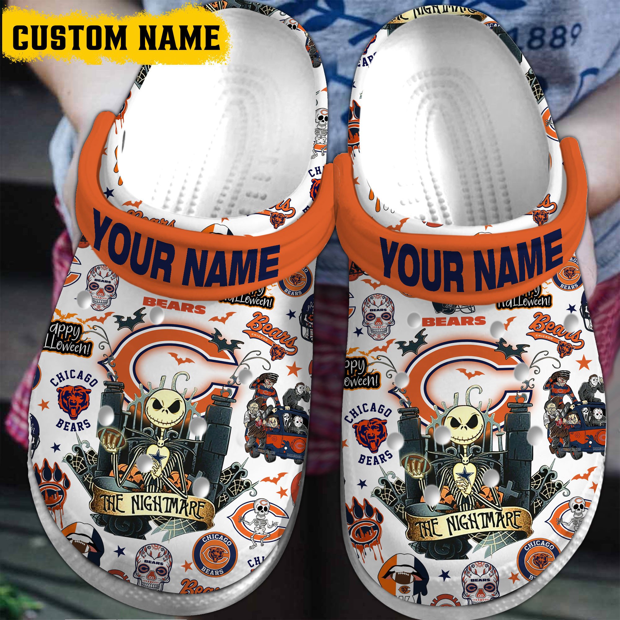Chicago Bears NFL Sport Crocs Crocband Clogs Shoes Comfortable For Men Women and Kids