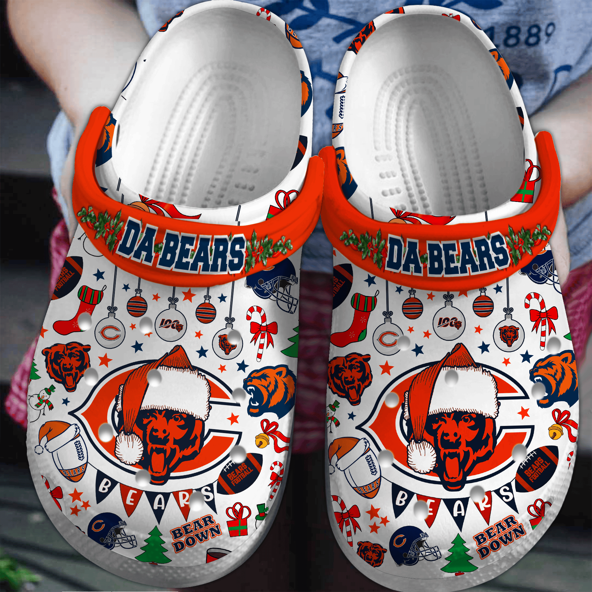 Chicago Bears NFL Sport Crocs Crocband Clogs Shoes Comfortable For Men Women and Kids