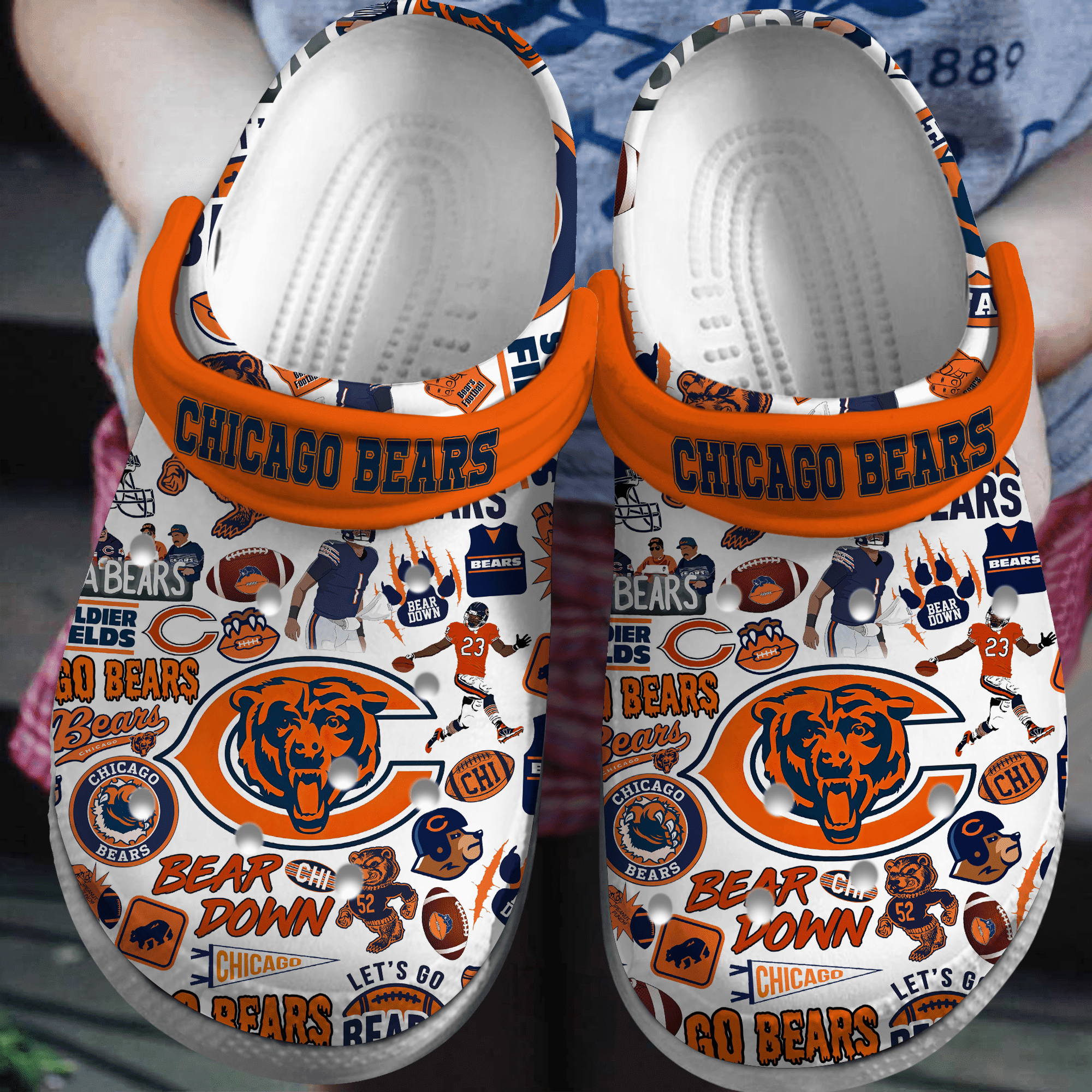 Chicago Bears NFL Sport Crocs Crocband Clogs Shoes Comfortable For Men Women and Kids