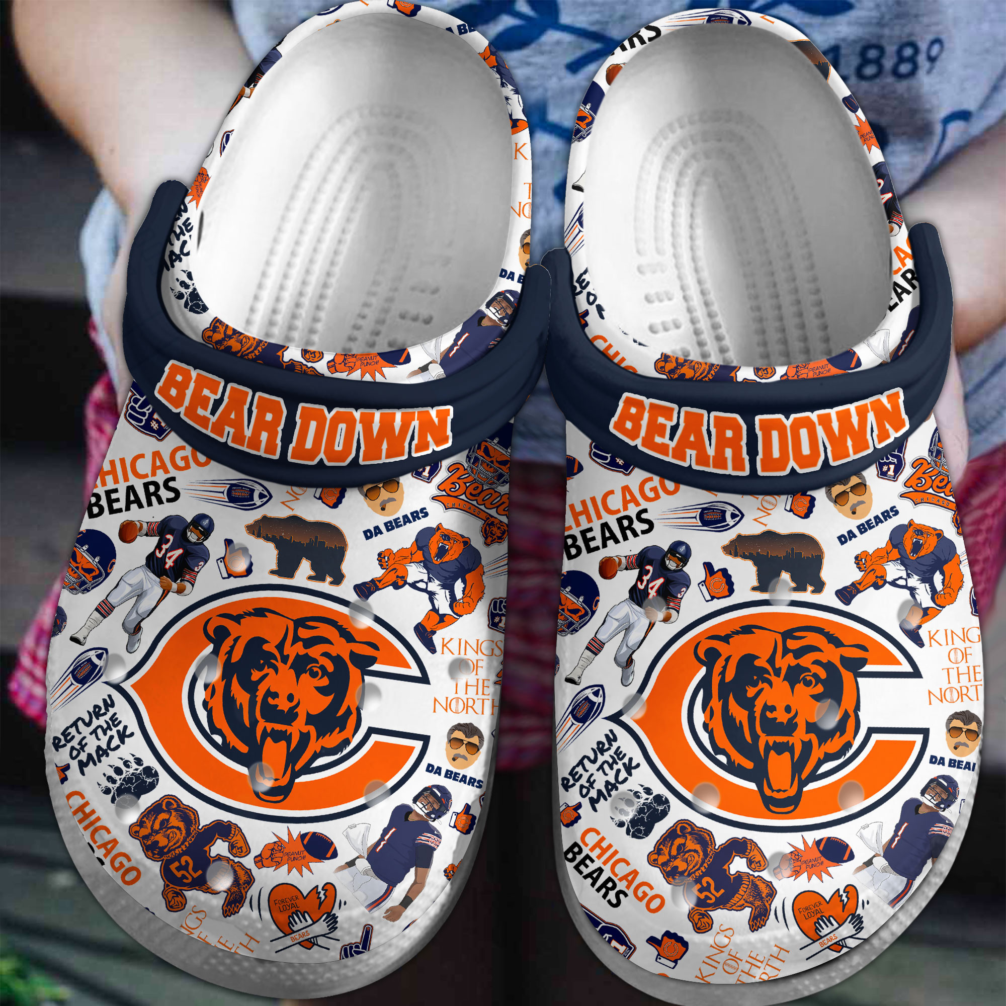 Chicago Bears NFL Sport Crocs Crocband Clogs Shoes Comfortable For Men Women and Kids