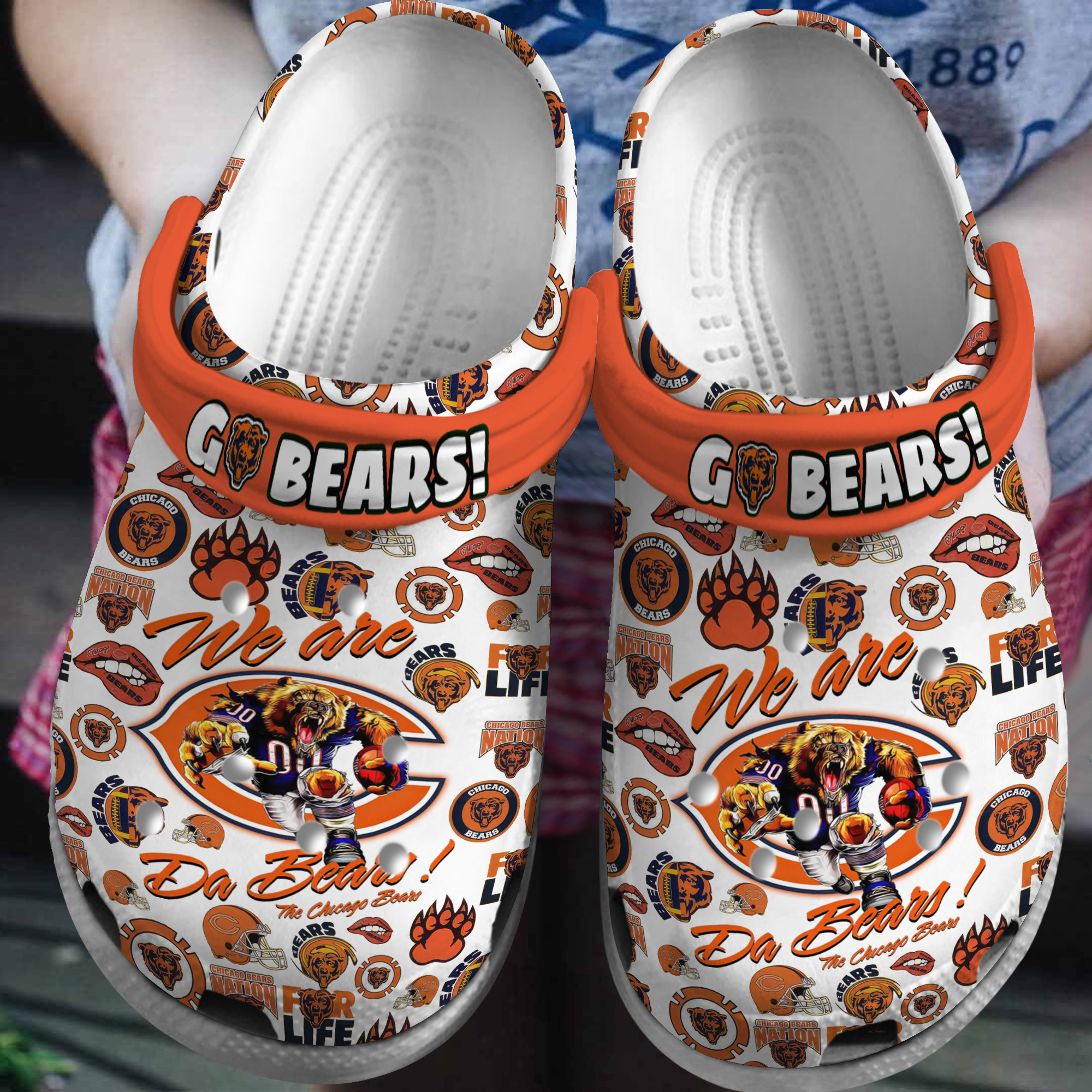 Chicago Bears NFL Sport Crocs Crocband Clogs Shoes Comfortable For Men Women and Kids