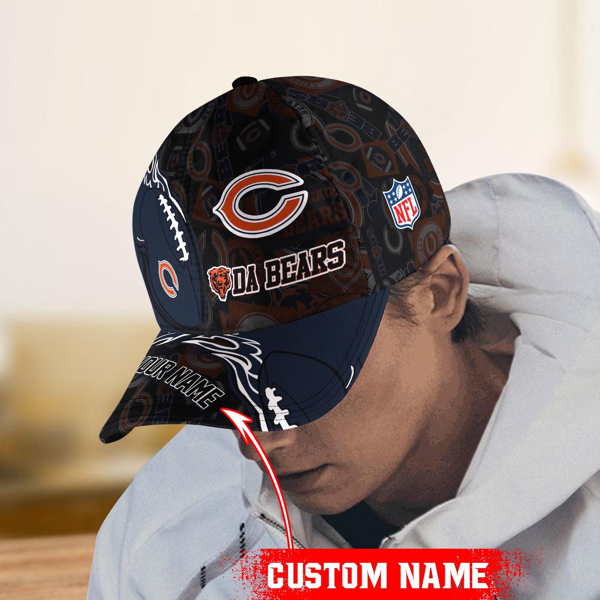 Chicago Bears Personalized Baseball Cap Trucker Hats Custom Hats Gifts For Men & Women