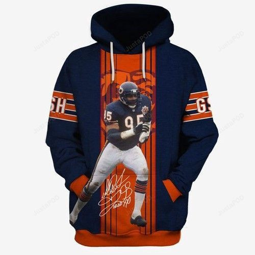 Chicago Bears Richard Dent Ncaa Football Many Logo 3D All Over Print Hoodie, Zip Hoodie
