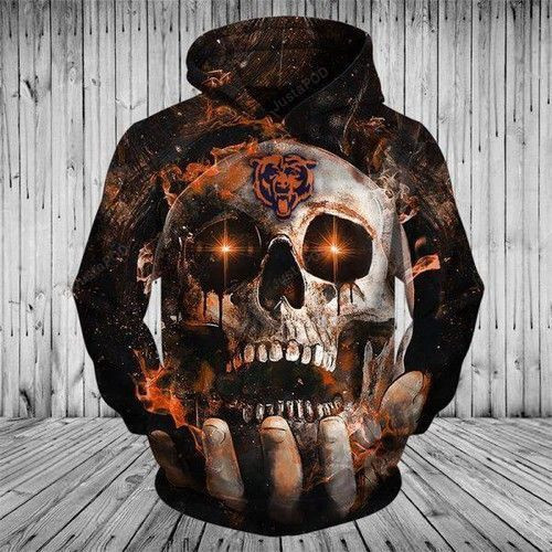 Chicago Bears Skull 3D All Over Print Hoodie, Zip Hoodie