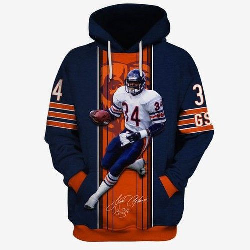 Chicago Bears Walter Payton Ncaa Football 3D All Over Print Hoodie, Zip Hoodie