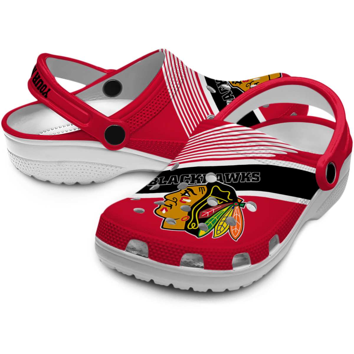 Chicago Blackhawks NHL Sport Crocs Crocband Clogs Shoes Comfortable For Men Women and Kids - Image 3