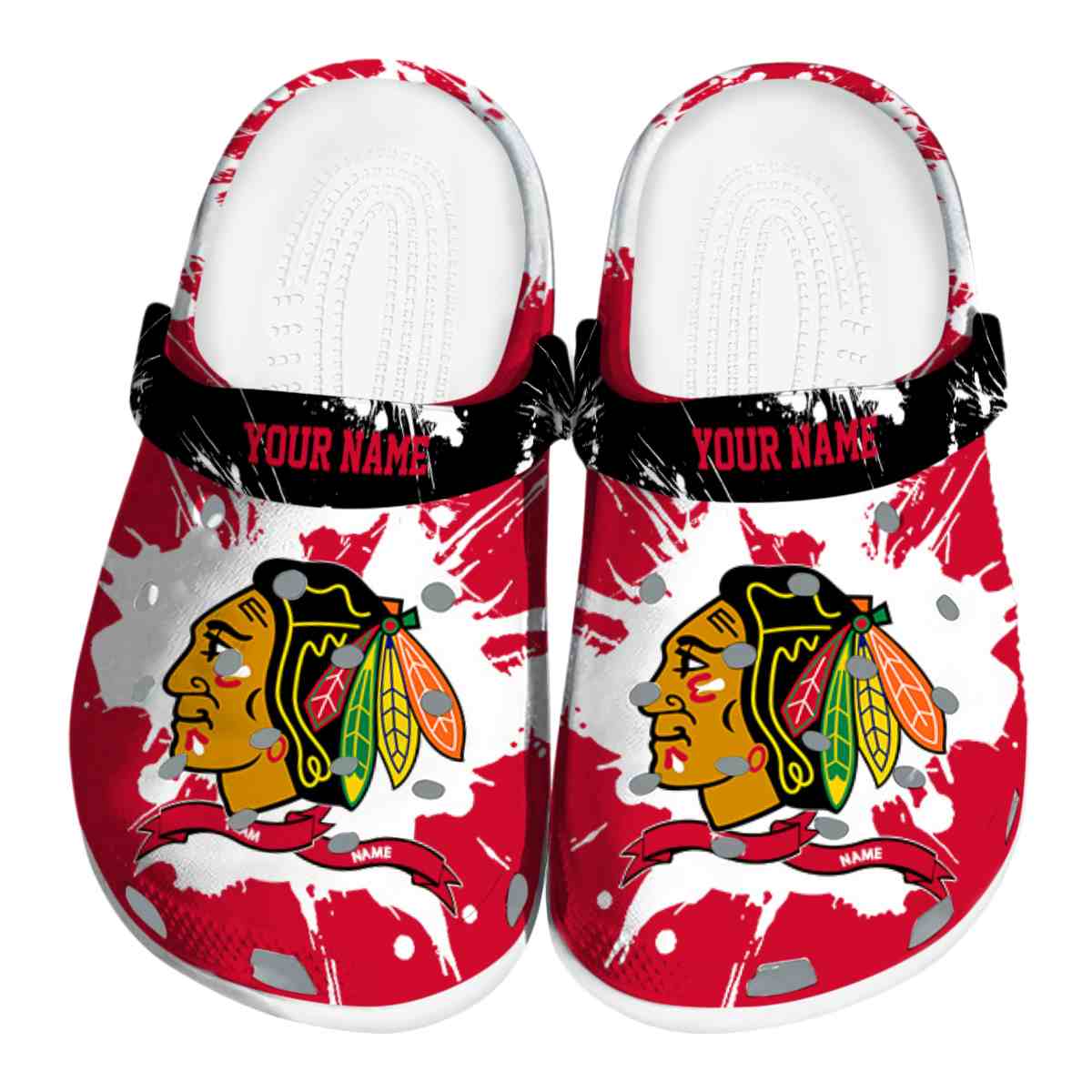 Chicago Blackhawks NHL Sport Crocs Crocband Clogs Shoes Comfortable For Men Women and Kids