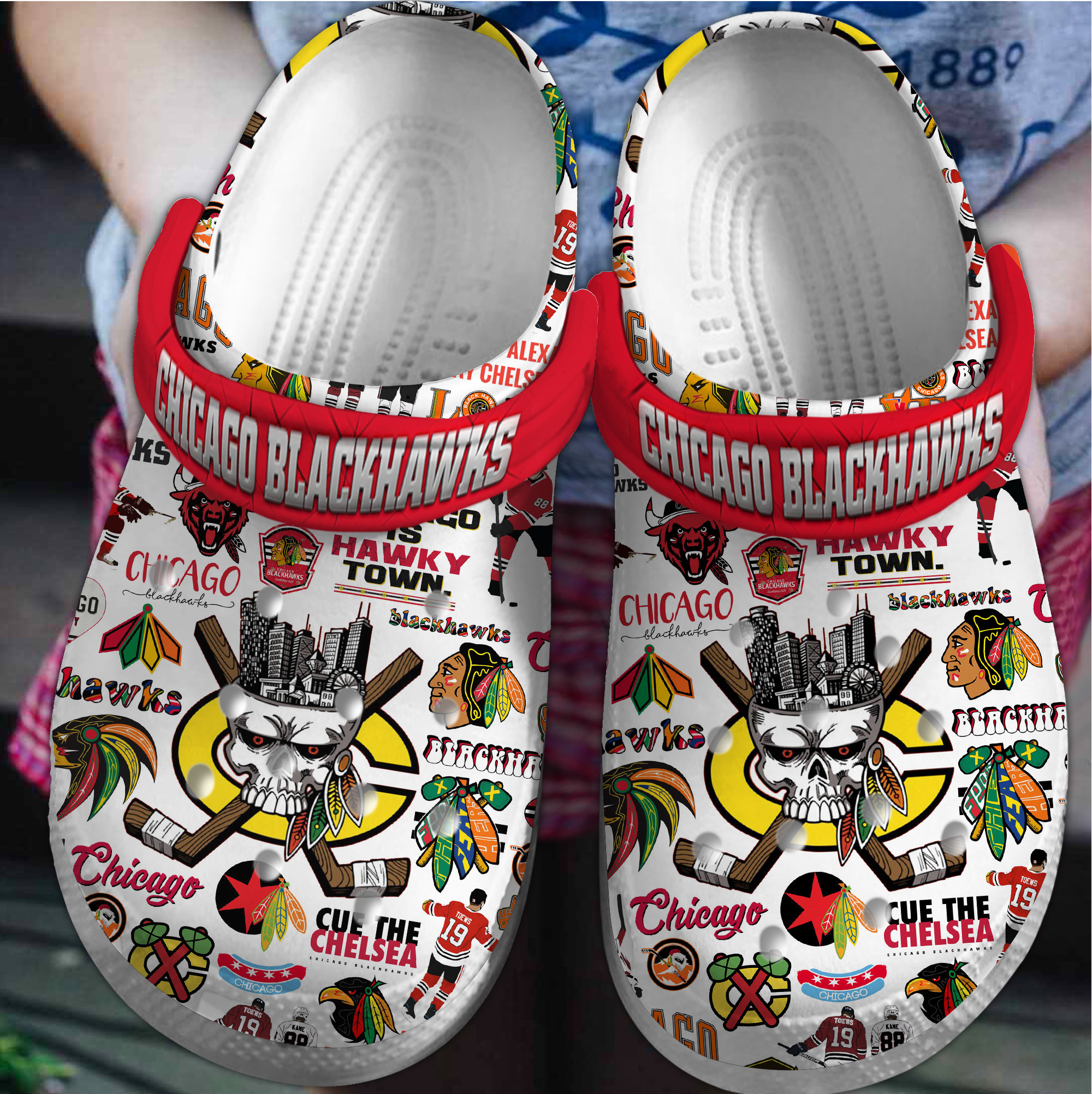 Chicago Blackhawks NHL Sport Crocs Crocband Clogs Shoes Comfortable For Men Women and Kids