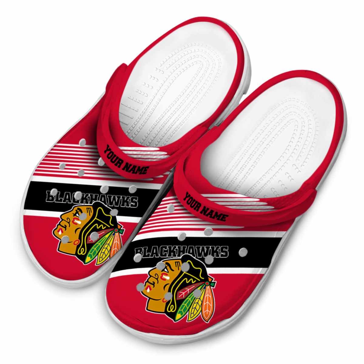 Chicago Blackhawks NHL Sport Crocs Crocband Clogs Shoes Comfortable For Men Women and Kids - Image 4