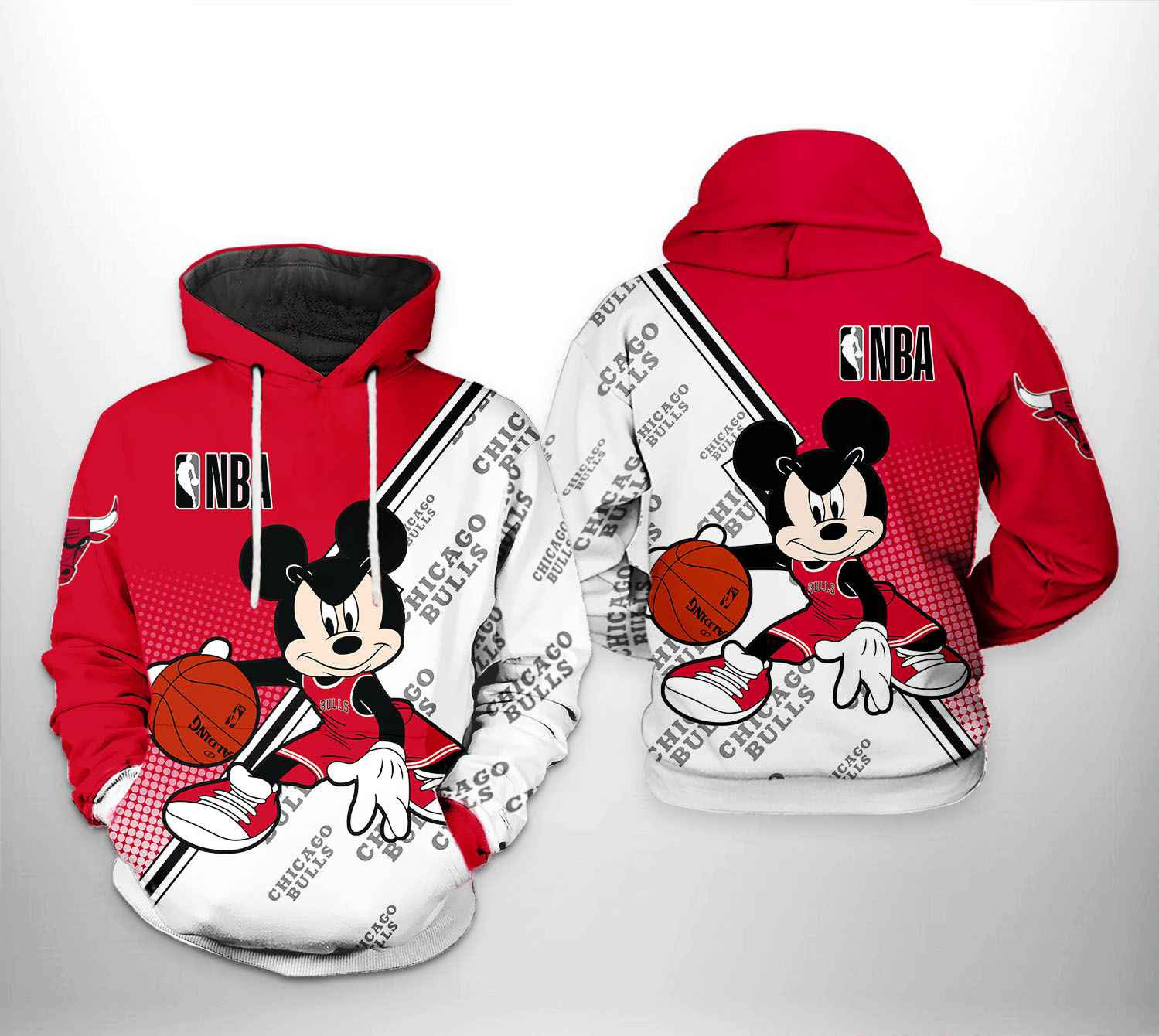 Chicago Bulls NBA Mickey 3D All Over Print Hoodie, Zip Hoodie