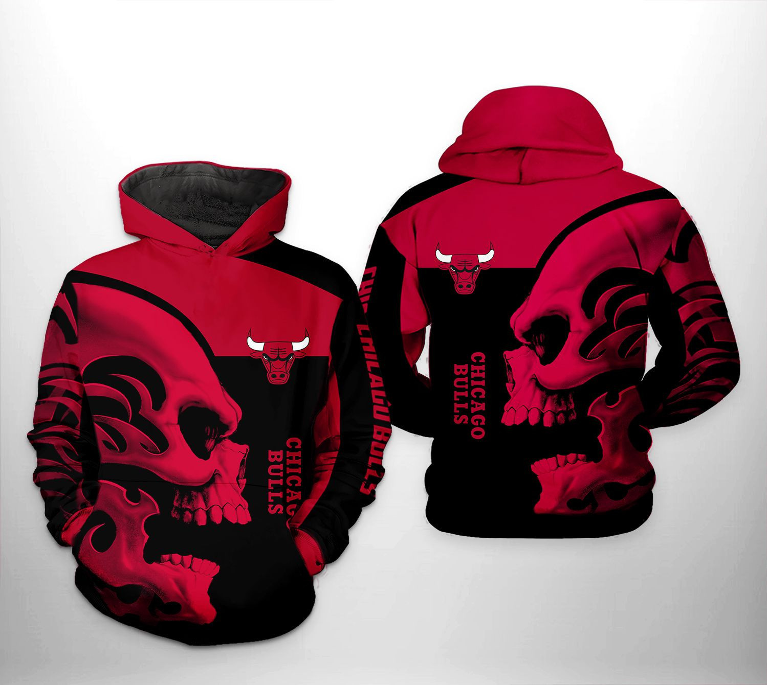 Chicago Bulls NBA Skull Team 3D All Over Print Hoodie, Zip Hoodie