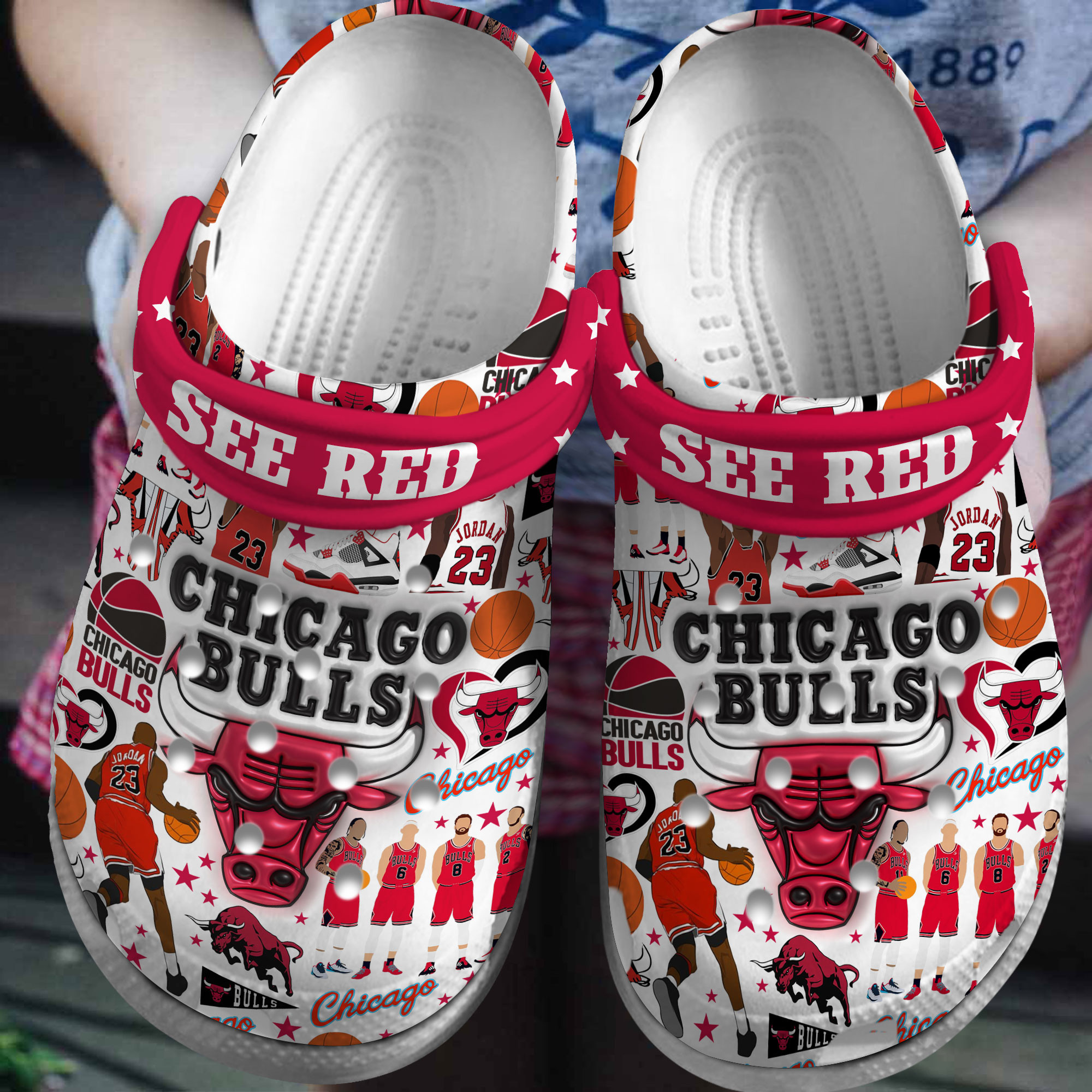Chicago Bulls NBA Sport Crocs Crocband Clogs Shoes Comfortable For Men Women and Kids