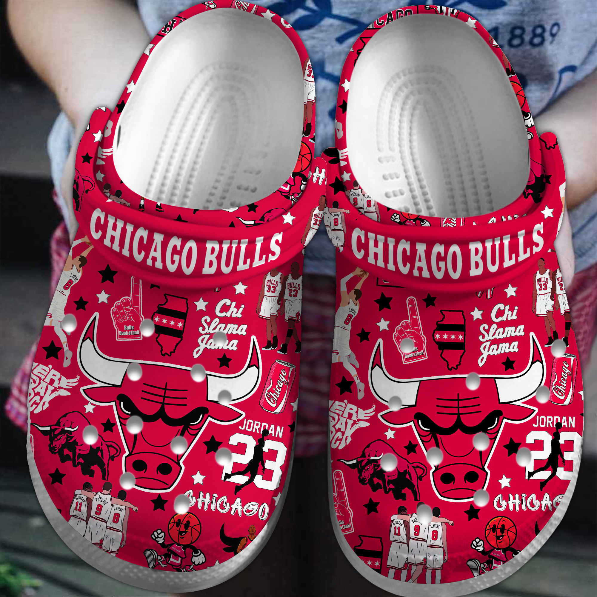 Chicago Bulls NBA Sport Crocs Crocband Clogs Shoes Comfortable For Men Women and Kids