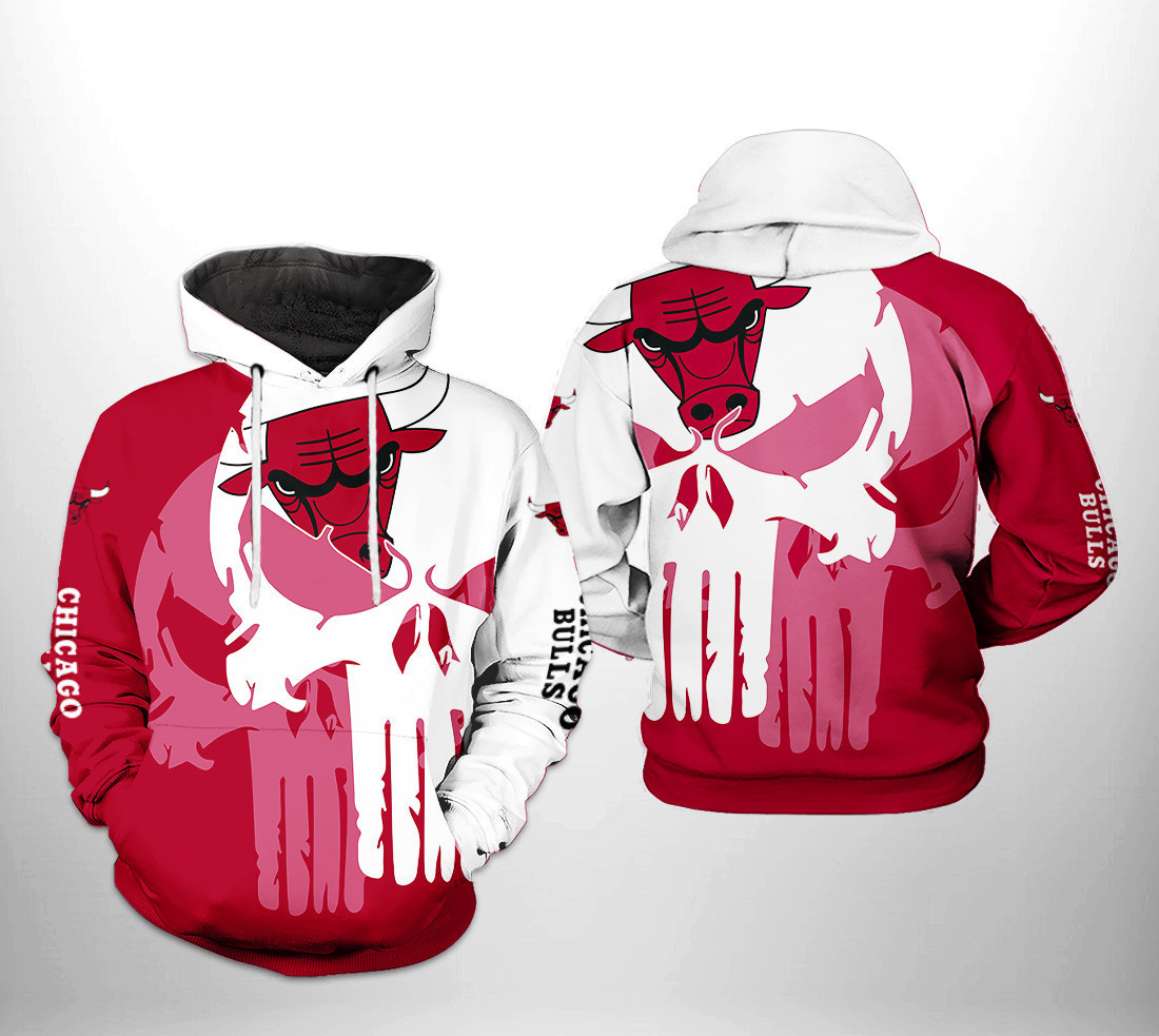 Chicago Bulls NBA Team Skull 3D All Over Print Hoodie, Zip Hoodie