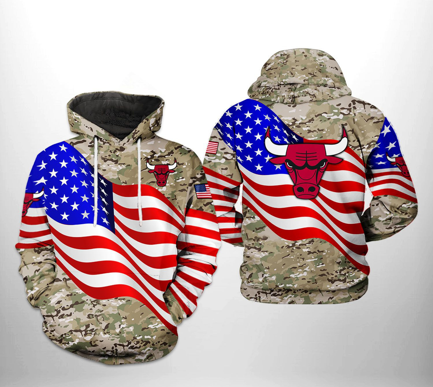 Chicago Bulls NBA US Flag Camo Veteran Team 3D All Over Print Hoodie, Zip Hoodie