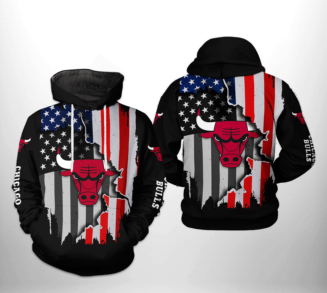 Chicago Bulls NBA US Flag Team 3D All Over Print Hoodie, Zip Hoodie